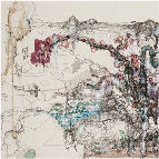 Lin Guocheng, Flower, Pen and Ink on Silk, 50cm x 90cm, 2012